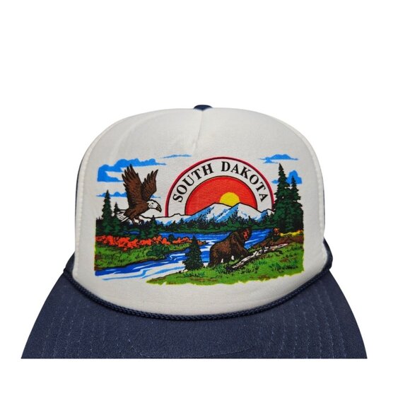 Vintage South Dakota Trucker Hat Cap Snapback Foam Mesh Outdoor Bear Eagle - Picture 2 of 12